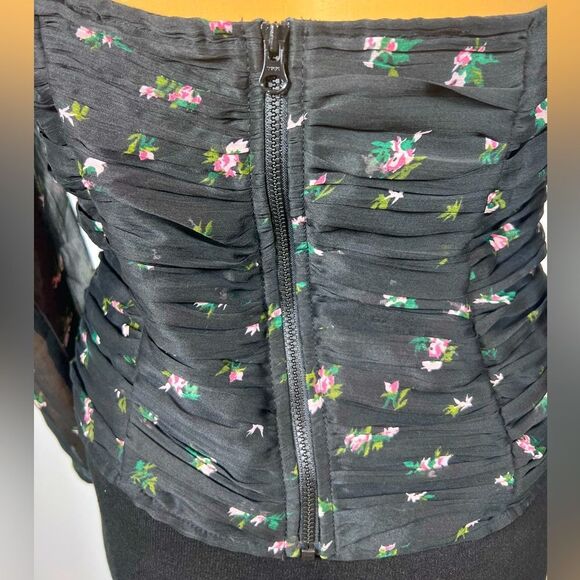 ASOS DESIGN floral high neck top with cut out neck Black Size 6 - Picture 7 of 9